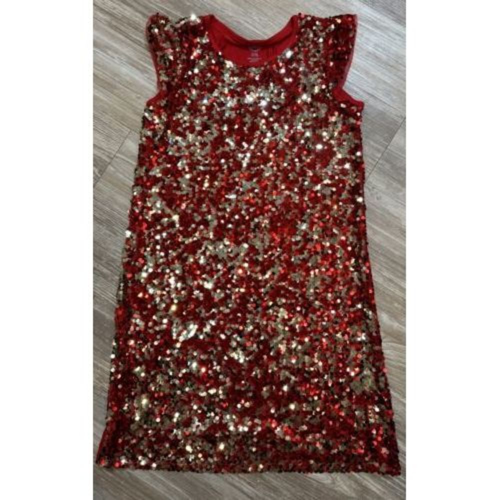 Girl's Kids Wonder Nation Red Sequin Sparkly Dress Size 14-16 XL - Excellent Con